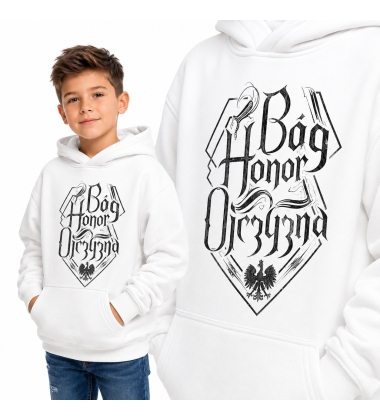 Bluza z kapturem dziecięca Patriotyczna B-H-O NAPIS CZARNY